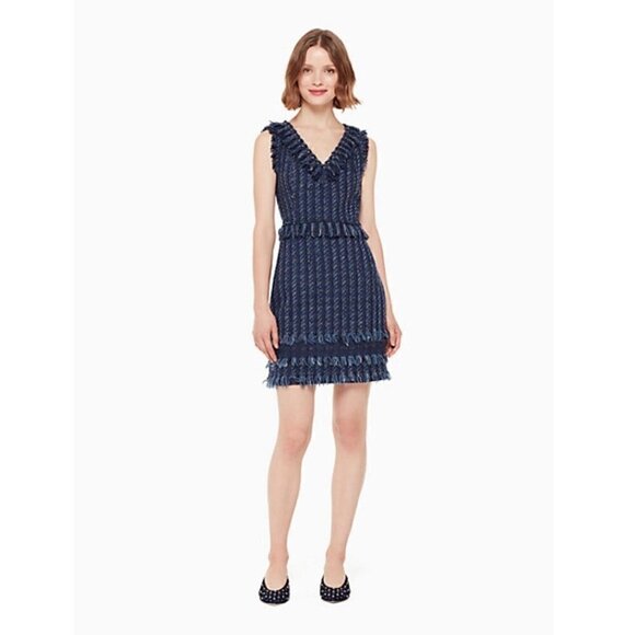 NWT Kate Spade Jasmeen Tweed Dress Blue 14 - Picture 1 of 10